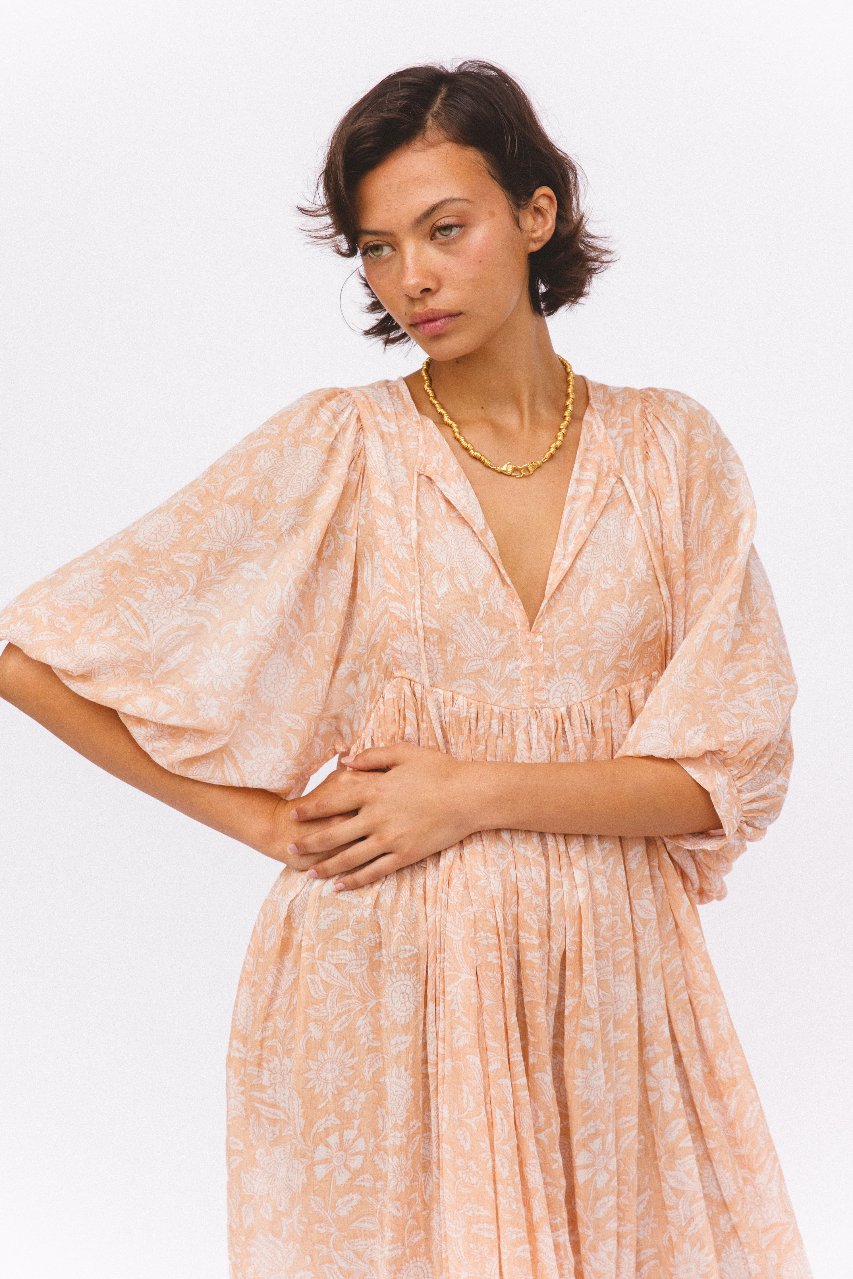 Kyra Midi Dress ~ Apricot Blush