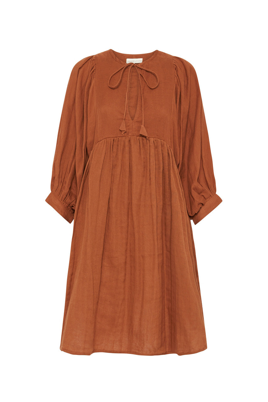 Kyra Mini Dress ~ Rust Gauze
