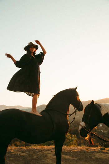 Kyra Midi Dress ~ Black Gauze