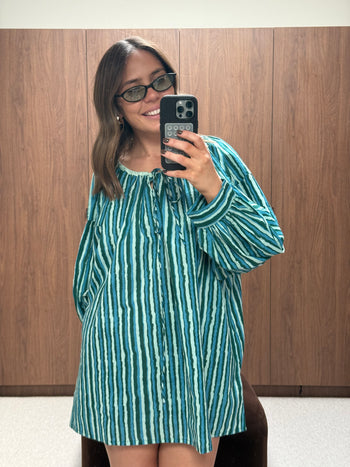 Ria Mini Dress ~ Cyan Candy