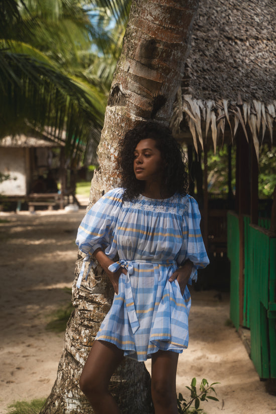 Freya Dress ~ Periwinkle Blue Plaid