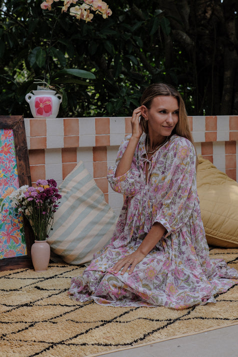 Kyra Midi Dress ~ Fuchsia Bloom