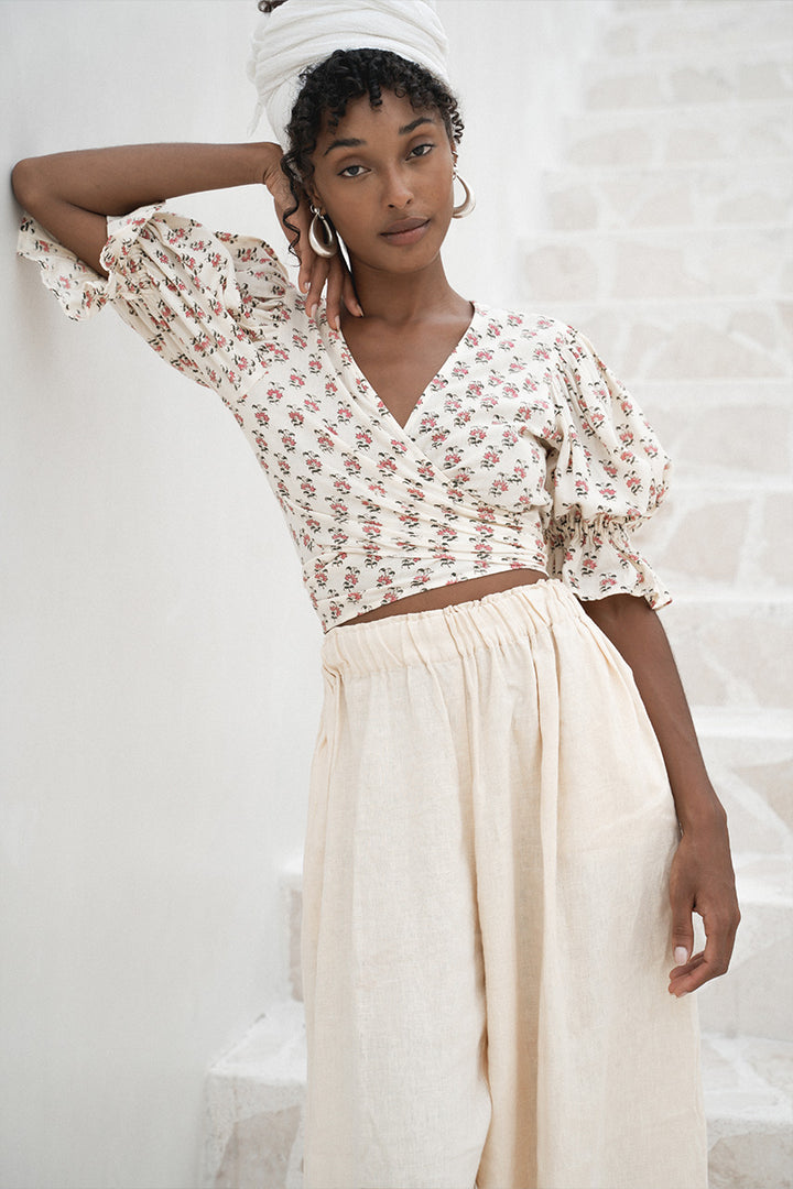 Meera Wrap Top ~ Peony